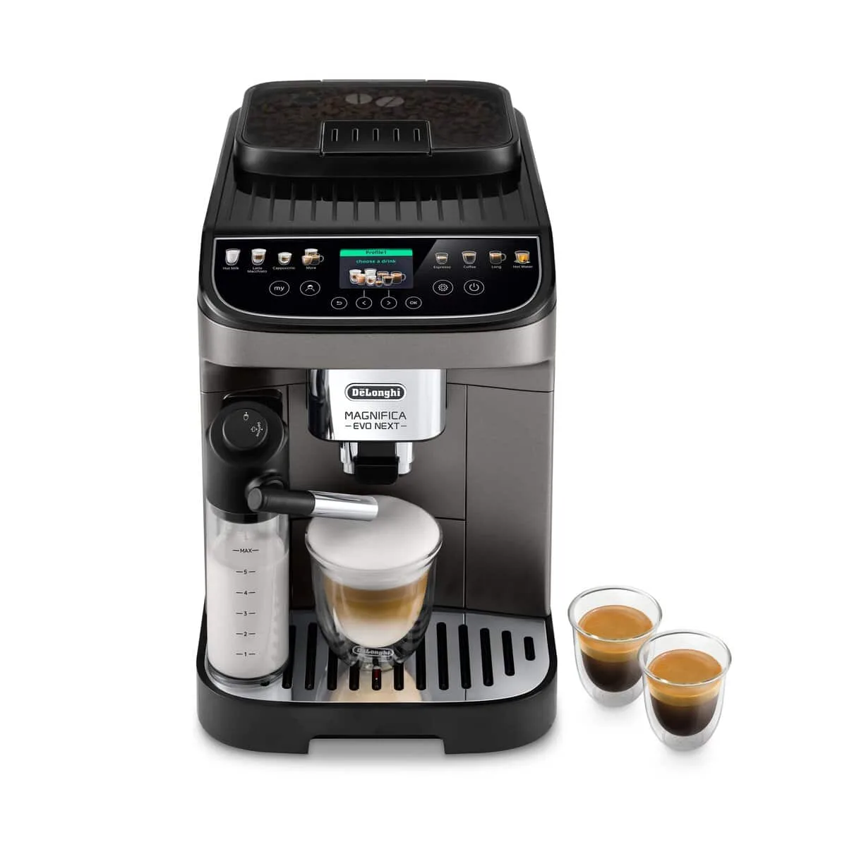 De'Longhi Magnifica Evo Next, Titanium — One Touch, 13 drinks
