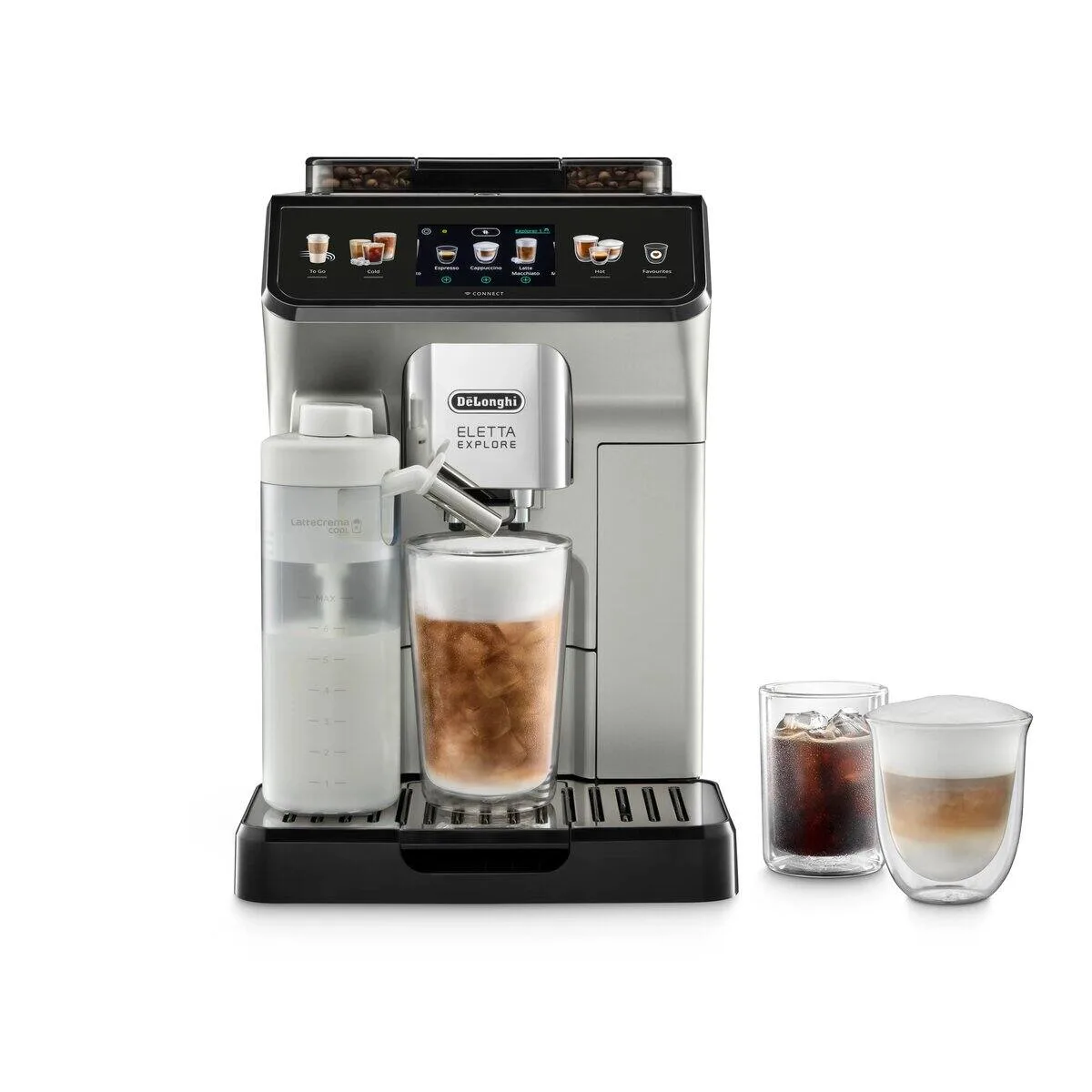 De'Longhi Eletta Explore, Silver — One Touch, 52 drinks