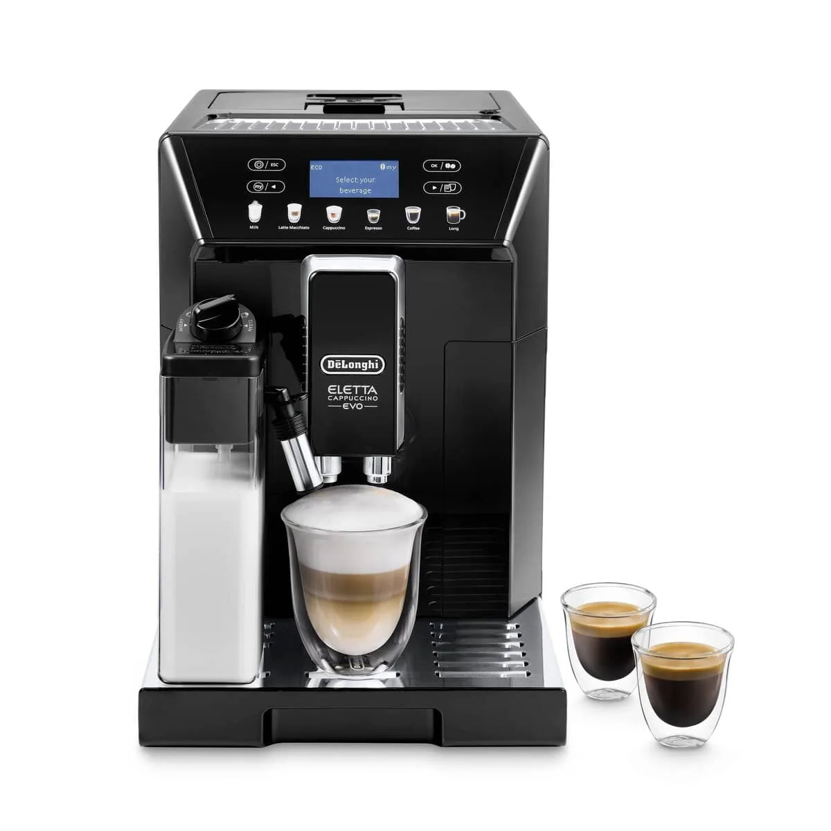 De'Longhi Eletta Cappuccino Evo, Black — One Touch, 13 drinks