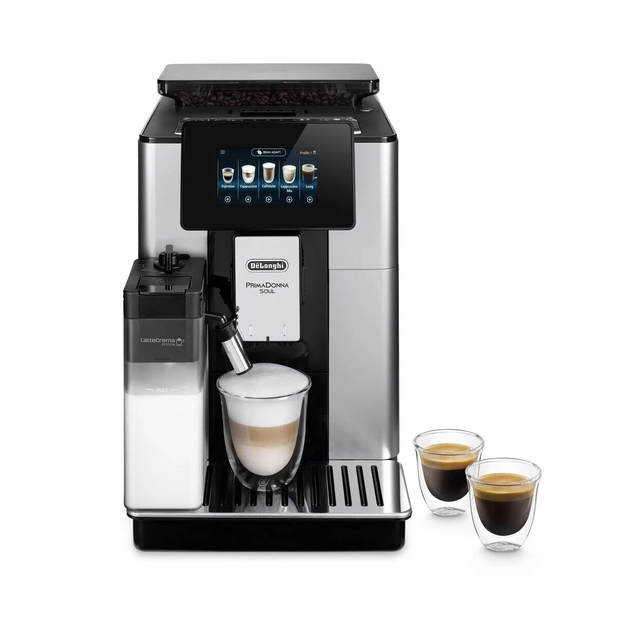 De'Longhi PrimaDonna Soul, Silver/Black — One Touch, 18 drinks