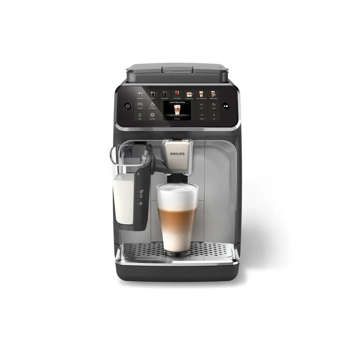 Philips Series 4400 bean-to-cup coffee machine, 12 drinks, Black LatteGo