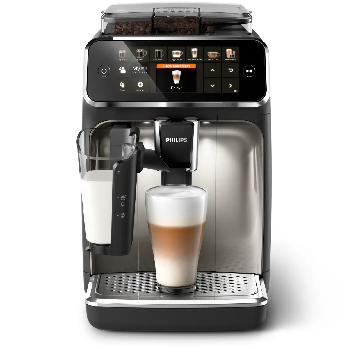 Philips Series 5400 bean-to-cup coffee machine, 12 drinks, Grey LatteGo