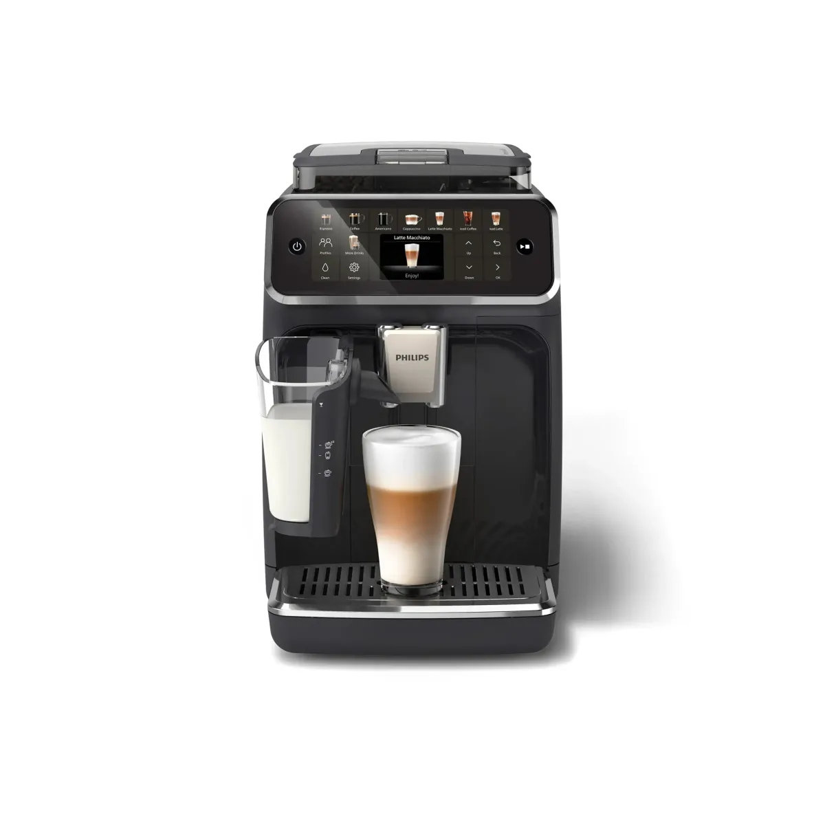 Philips Series 5500 SilentBrew bean-to-cup coffee machine, 20 drinks, Black LatteGo