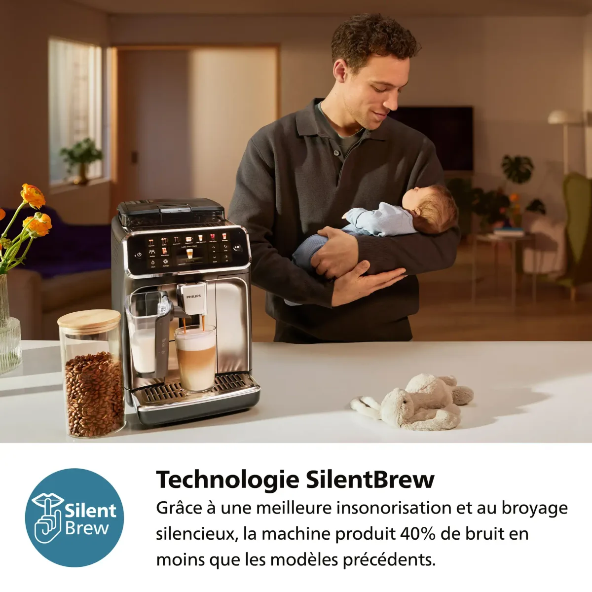 Philips Series 5500 SilentBrew bean-to-cup coffee machine, 20 drinks, Black LatteGo — Image 3