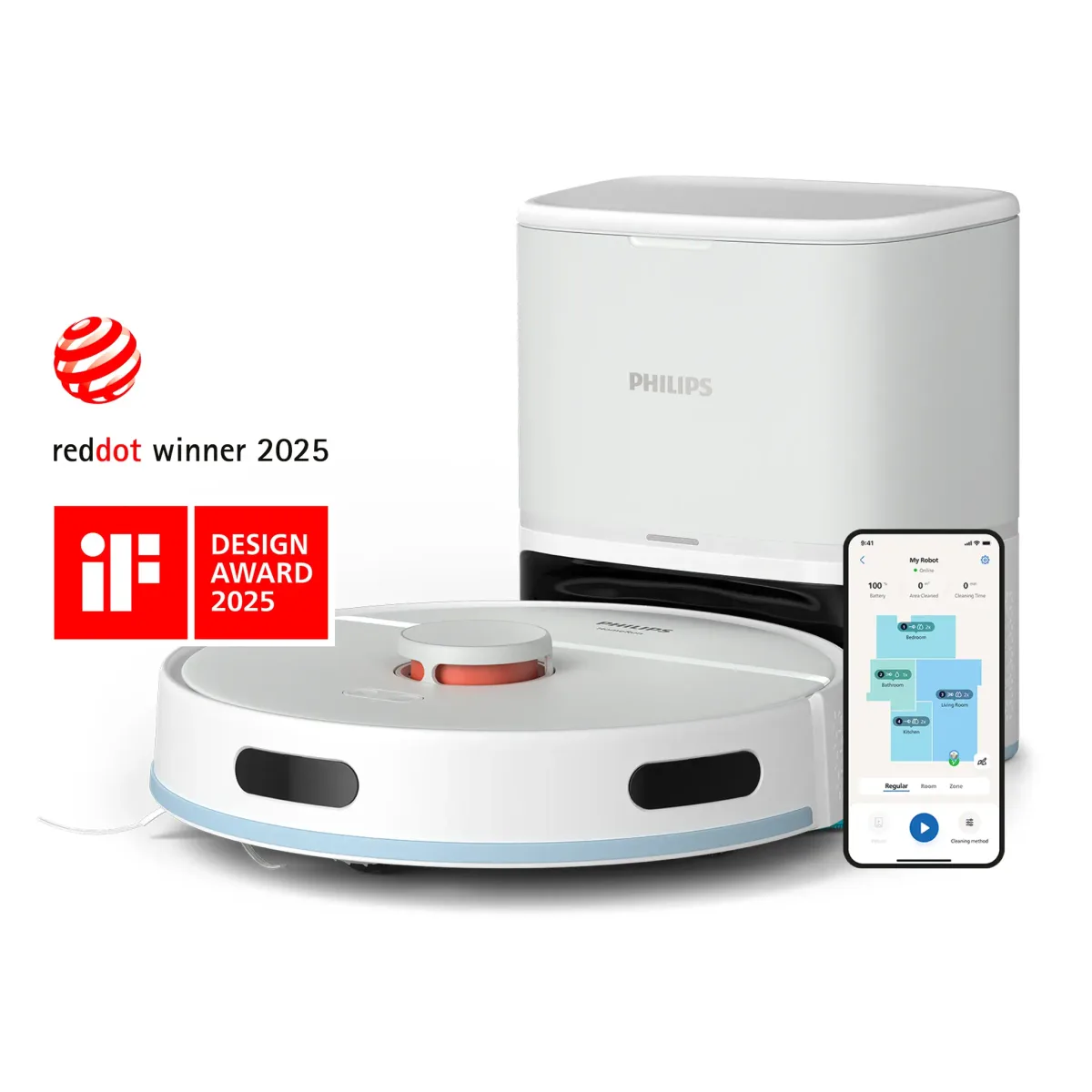 Philips 2000 Series 2-in-1 Robot Vacuum and Mop with Station, White