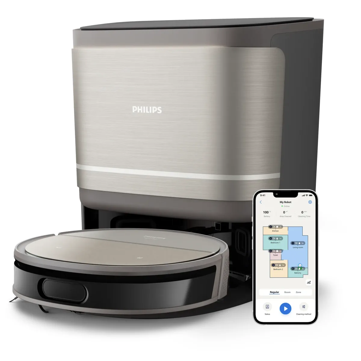 Philips 9000 Series 5-in-1 Robot Vacuum with Station, Metal