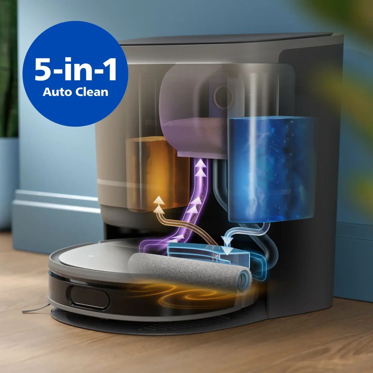 Philips 9000 Series 5-in-1 Robot Vacuum with Station, Metal — Image 3