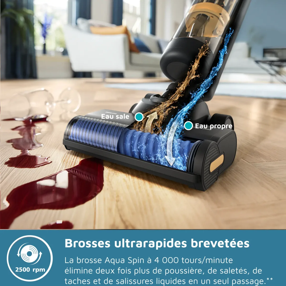 Philips 7000 Series AquaTrio 3-in-1 Wet & Dry Stick Vacuum PowerCyclone Black — Image 3