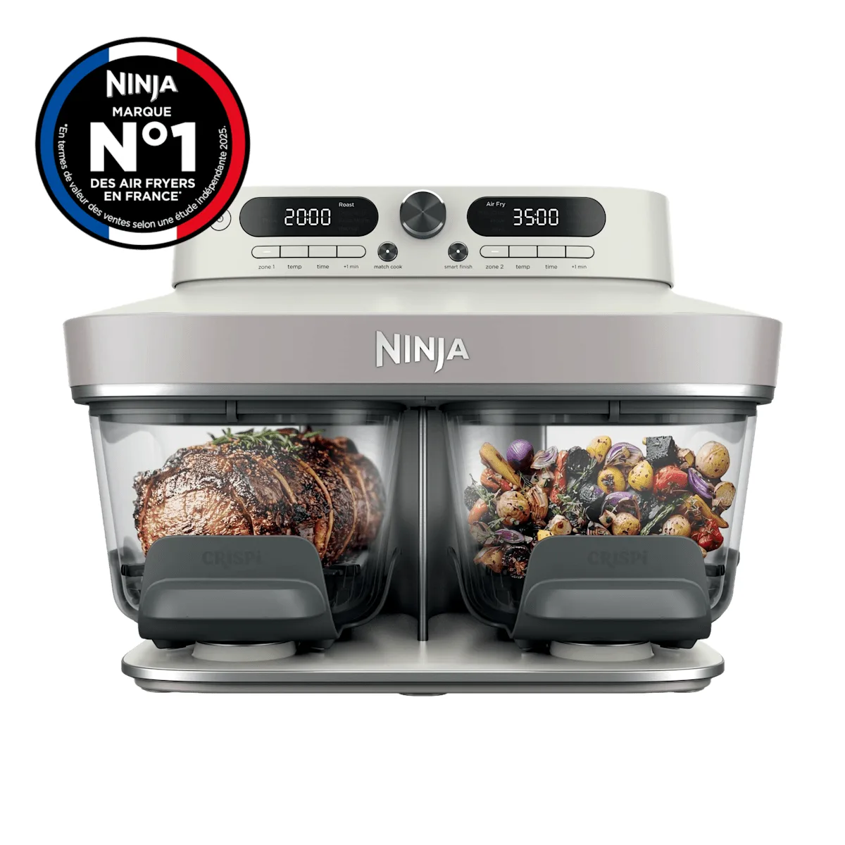 Ninja CRISPi DualZone Glass Air Fryer with 8 Modes, Ivory