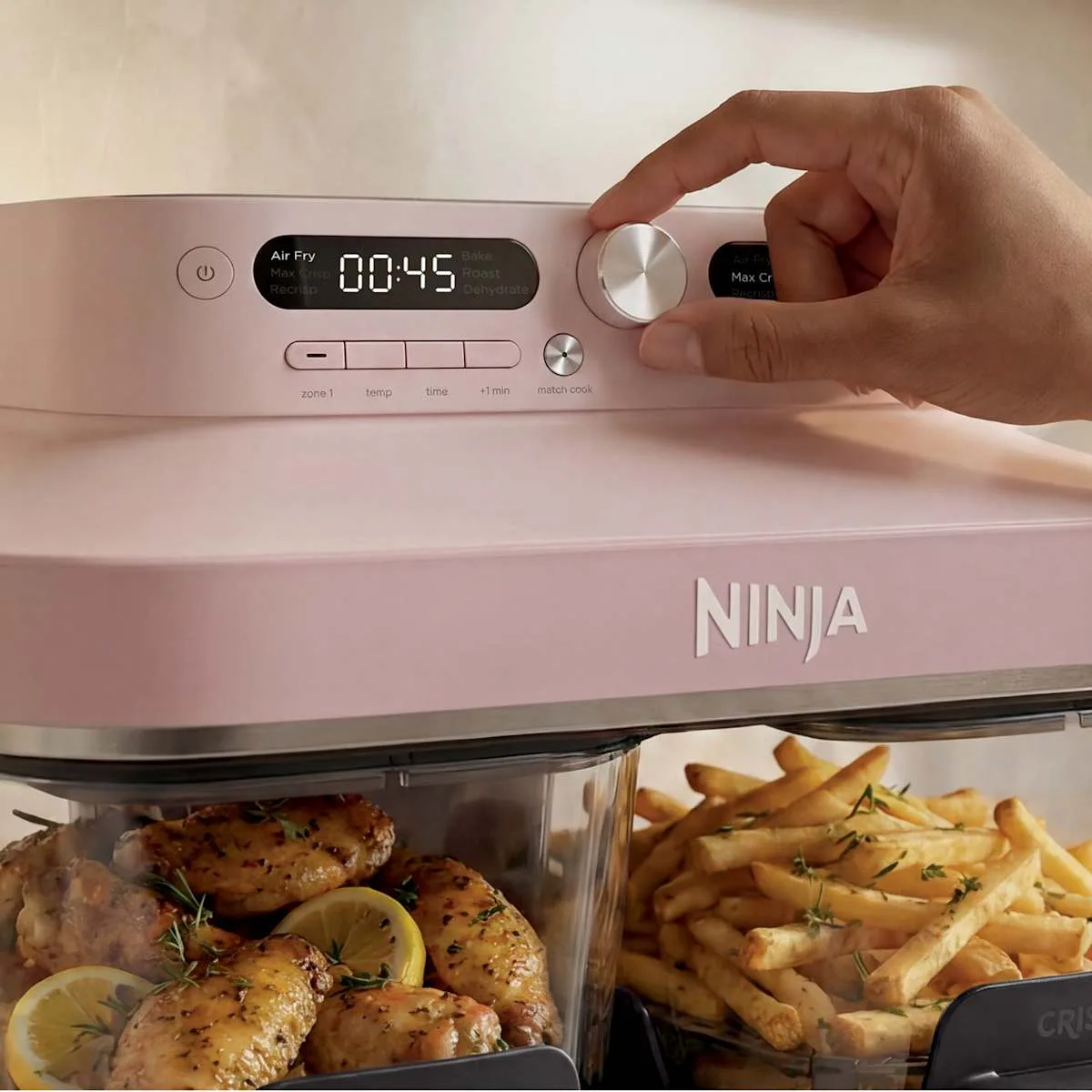 Ninja CRISPi DualZone Glass Air Fryer with 8 Modes, Ivory — Image 4