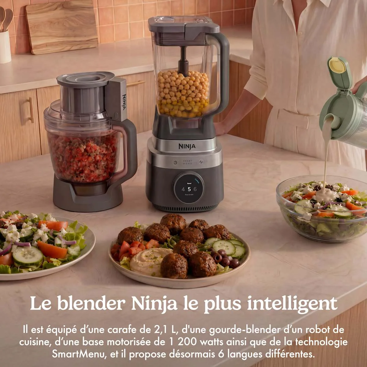 Ninja Ninja CrushBOSS 3-in-1 Multifunction Blender – Blender, Food Processor & Blender-to-Go Cup – Onyx — Image 3