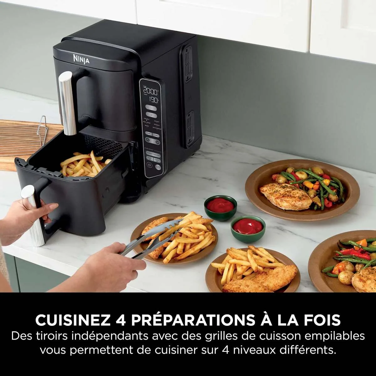 Ninja Ninja DoubleStack Air Fryer, vertical, 7.6 L, 6-in-1, Black — Image 3