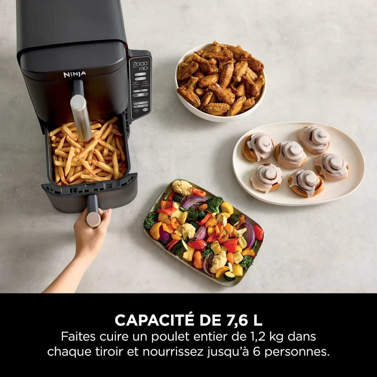 Ninja Ninja DoubleStack Air Fryer, vertical, 7.6 L, 6-in-1, Black — Image 4