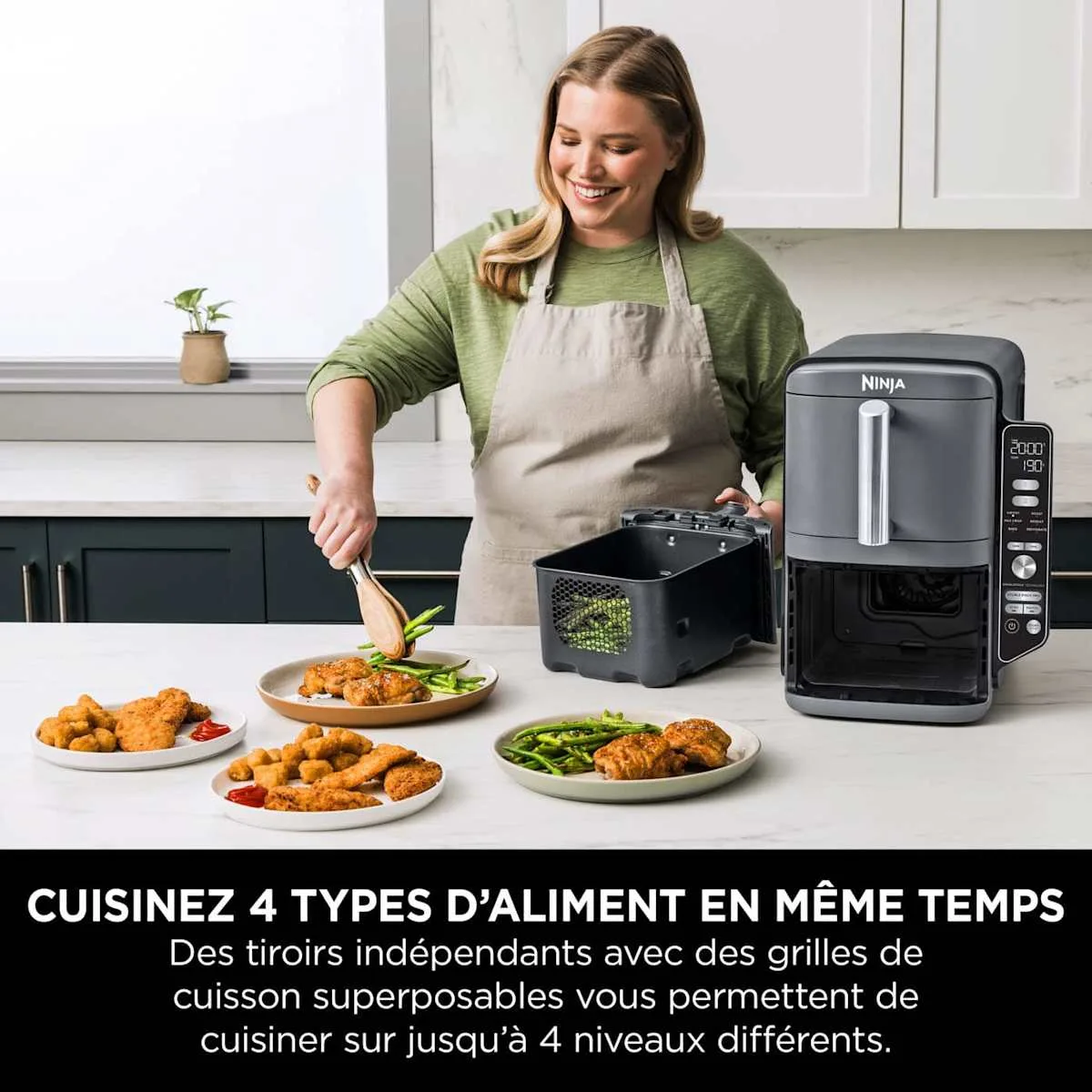 Ninja Ninja DoubleStack XL Air Fryer, vertical, 9.5 L, 6-in-1, Grey — Image 3