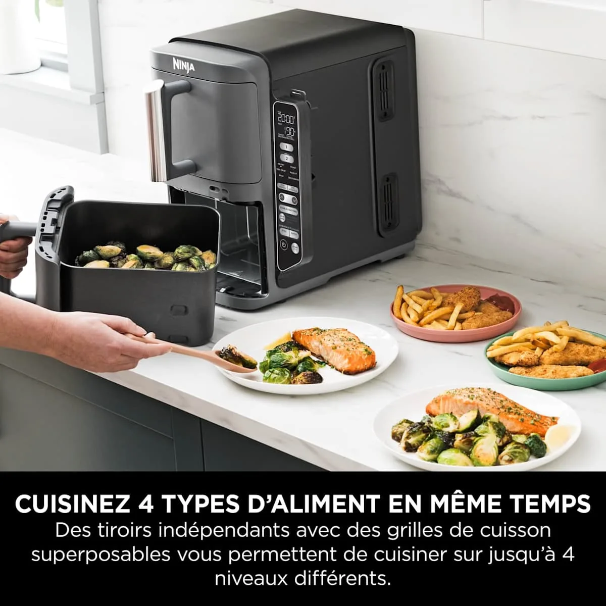 Ninja Ninja DoubleStack XL Air Fryer, vertical, with Smart Cooking Probe, 9.5 L, 6-in-1, Black — Image 3